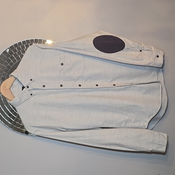 J. Crew White Heathered Chamois Elbow-Patch Botton Down Flannel Cotton Shirt - Picture 3 of 15